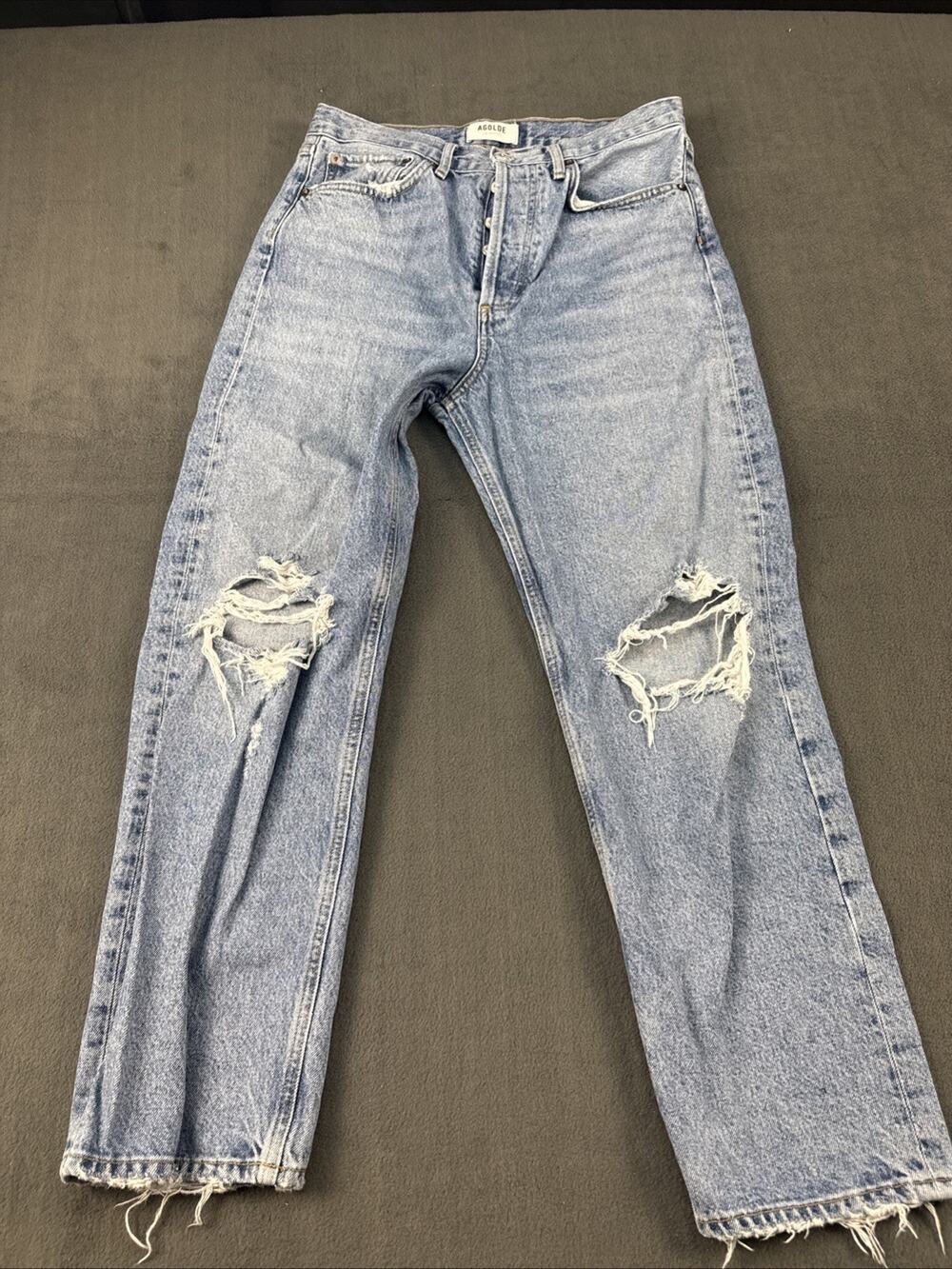 Agolde 90's Pinch Waist Jeans Blue Button Fly Organic Cotton Size 27